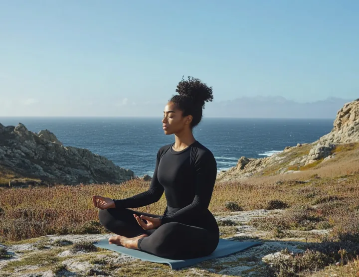A yoga practitioner holding a core-strengthening pose